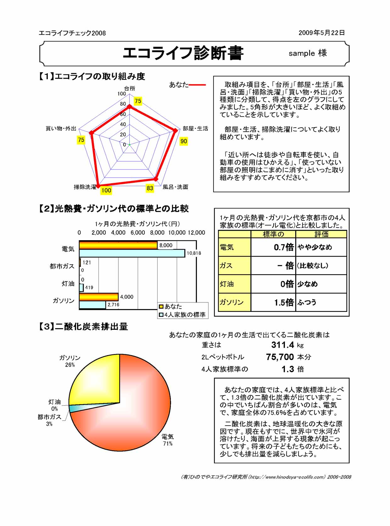 発行される「エコライフ診断書」